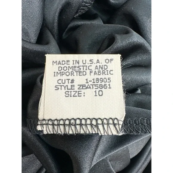 David Meister Black Ruched Cocktail Dress Size 10 Asymmetrical Neckline LBD - Picture 8 of 12